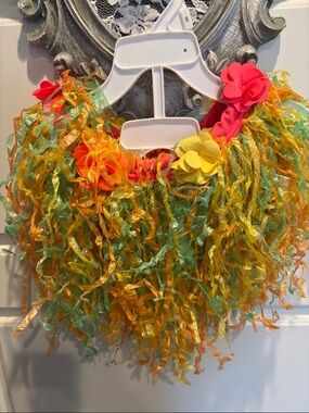 Cat and Jack Tropical Fringe kids Luau Hula Skirt with Floral Waistband